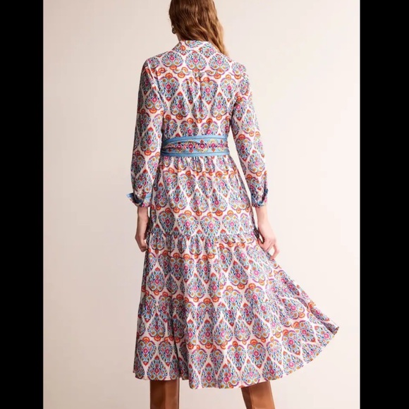NWT Boden Paisley Long Sleeve Midi Dress 100% Cotton Size 10 Petite - Picture 4 of 14